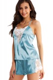 J702-4 Pijama satinata cu bretele subtiri