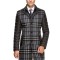 Palton barbati slim negru in carouri B118