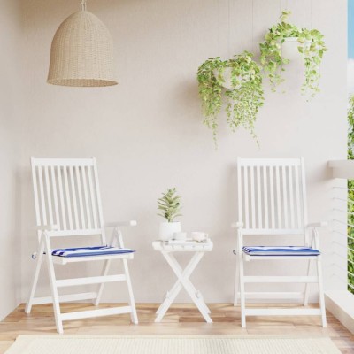 Gossi perne scaun gradina 2 buc dungi albastru&amp;amp;alb 50x50x3 cm, textil foto