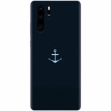 Husa silicon pentru Huawei P30 Pro, Blue Navy Anchor Illustration Flat