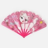 Evantai pentru copii, roz, cu pisica, 24 cm, CMCLASS