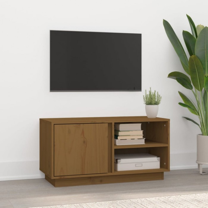 vidaXL Comodă TV, maro miere, 80x35x40,5 cm, lemn masiv de pin 814467