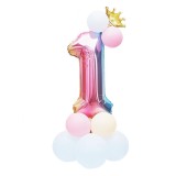Set Baloane Aniversare 1 An, 14 Bucati, Multicolor, Cifra 1 (81cm), Latex &amp; Folie, Decor Petrecere Copii