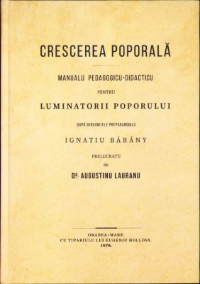 HST 596SP Crescerea poporală Manualu pedagogicu-didacticu 1879 Treboniu Laurian foto