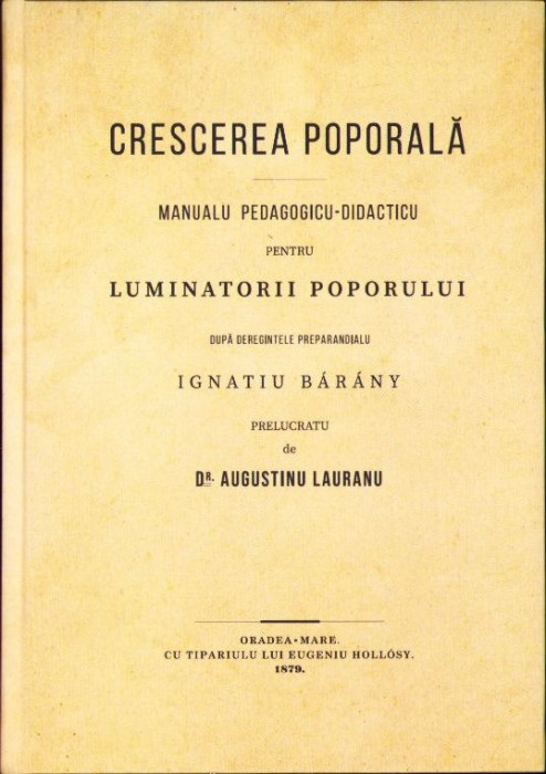 HST 596SP Crescerea poporală Manualu pedagogicu-didacticu 1879 Treboniu Laurian