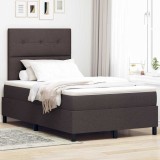 Cumpara ieftin Pat cu arcuri cu headboard Maro inchis 120 x 200 cm tesatura