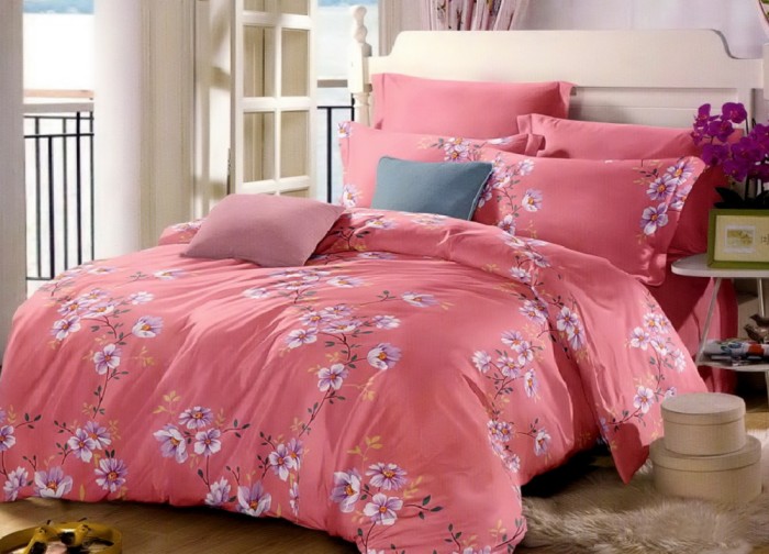 Lenjerie de pat pentru o persoana cu husa de perna dreptunghiulara, Britney, bumbac mercerizat, multicolor