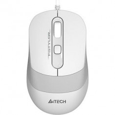 Mouse A4tech, PC sau NB, cu fir, USB, optic, 1600 dpi, butoane/scroll 4/1, buton selectare viteza, Alb/Gri