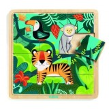 Puzzle incastru de lemn - Jungla animalelor, Djeco