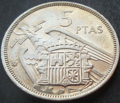 Moneda 5 PESETAS - SPANIA, anul 1975 *cod 1392 B (varianta Franco 1957) foto