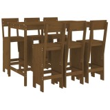 Cumpara ieftin Set bar de gradina, 7 piese, maro miere, lemn masiv de pin
