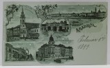ARAD , CARTE POSTALA CLASICA , FOTOMONTAJ CU CINCI OBIECTIVE DIN ORAS , DATATA 1899