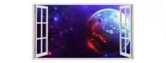 Autocolant decorativ, Fereastra, Planete, Multicolor, 83 cm, 143ST foto