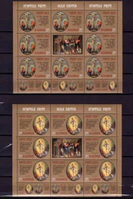 ✅RO 2022 LP 2361 &amp;quot;Sfintele Pasti&amp;quot;, minicoli 8 serii+1 vinieta+3tabs ,MNH foto