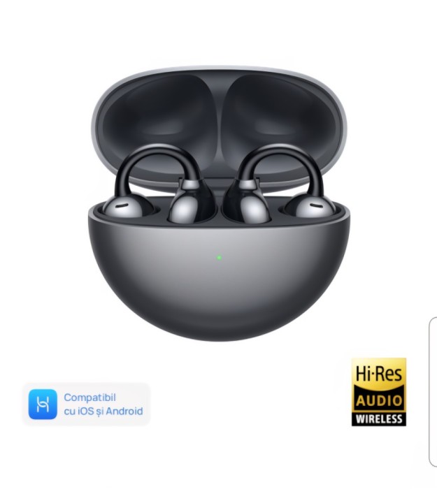 Casti audio Open-Ear Huawei FreeClip, Wireless, Bluetooth, Negru