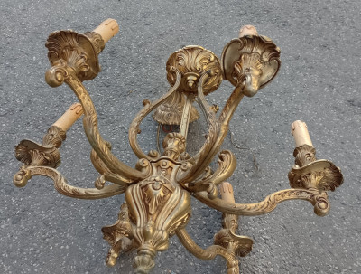 Spectaculos candelabru in stil francez din bronz masiv de dimensiuni mari foto