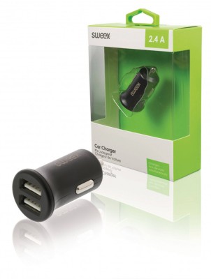 Incarcator auto 2x USB 2.4A negru Sweex foto