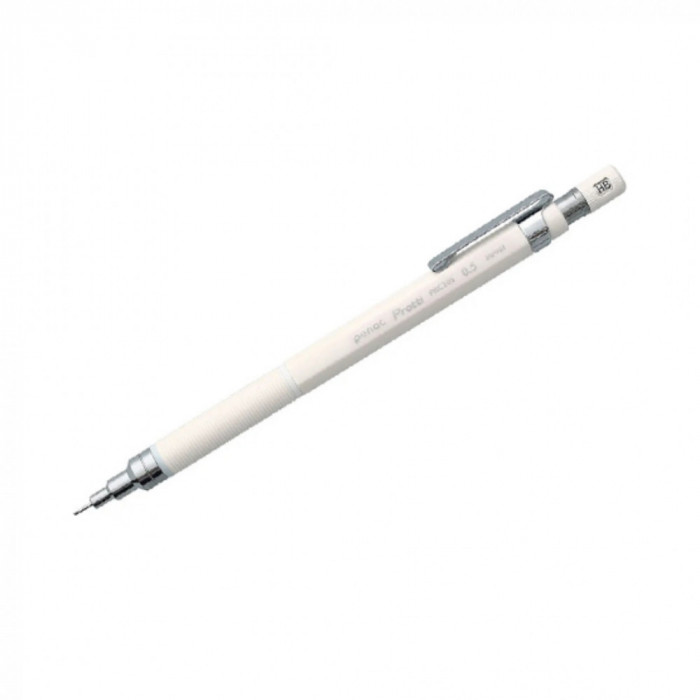 Creion Mecanic Profesional Penac Protti Prc-105, 0.5mm, Con Metalic, Varf Retractabil, Alb, In Blist