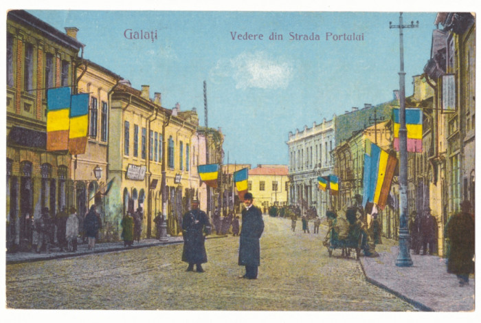 4600 - GALATI, harbor street, Romania - old postcard - used - 1924