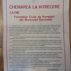 Anii 80, Afis comunist, Chemare la intrecere, pompieri, Intr. VISCOFIL Bucuresti