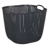 Cos de depozitare din plastic, 38L, gri, patrat, cu manere si model lant, CMCLASS
