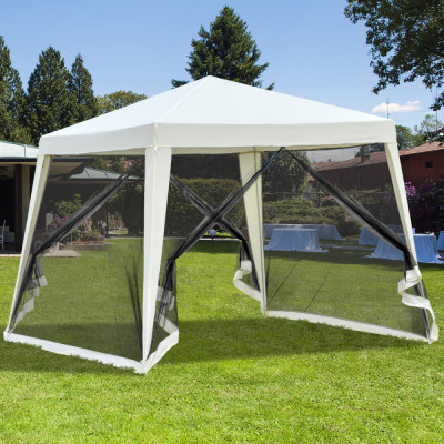 Outsunny Foisor de Gradina Impermeabil cu Plasa Tantari Bej 3 x 3 x 2.35 m foto