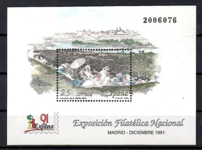 Spania 1991 - Expozitia Nationala Filatelica EXFILNA &amp;#039;91, Madrid, Coliță, MNH foto