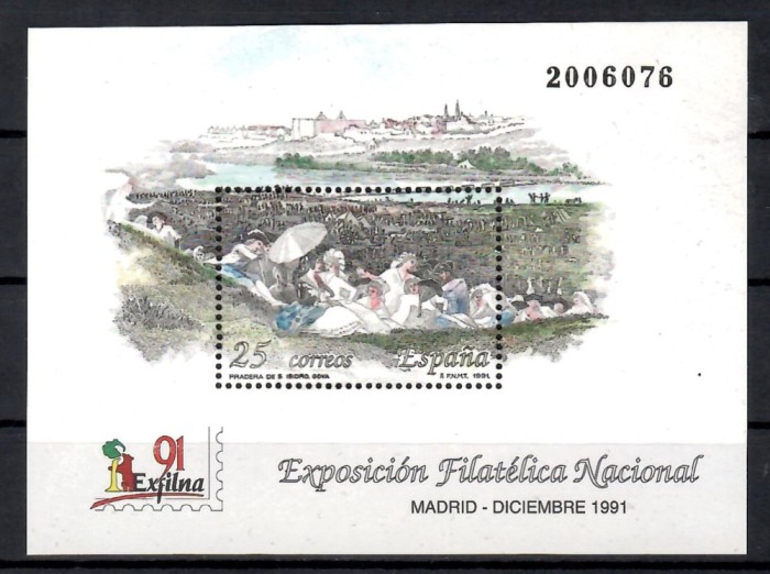 Spania 1991 - Expozitia Nationala Filatelica EXFILNA &#039;91, Madrid, Coliță, MNH