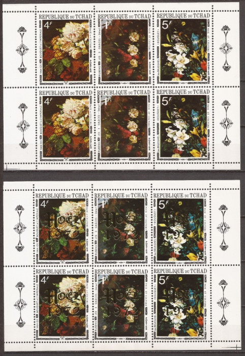 CIAD 1971 PICTURA-FLORA ( 2 blocuri dt. cu si fara supratipar ) MNH