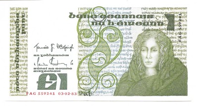 Irlanda 1 Pound / Punt 03.02.1983 - Central Bank of Ireland, P-70 UNC !!! foto