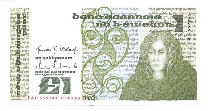 Irlanda 1 Pound / Punt 03.02.1983 - Central Bank of Ireland, P-70 UNC !!!