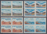 ROMANIA 1956 LP 424 POSTA AERIANA VEDERI BLOCURI DE 4 TIMBRE MNH