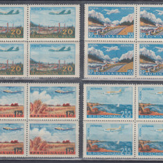 ROMANIA 1956 LP 424 POSTA AERIANA VEDERI BLOCURI DE 4 TIMBRE MNH