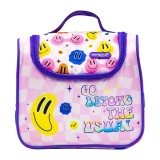 Geanta copii pentru pranz, 1 compartiment,model emoji, roz-mov,22x20x12 cm
