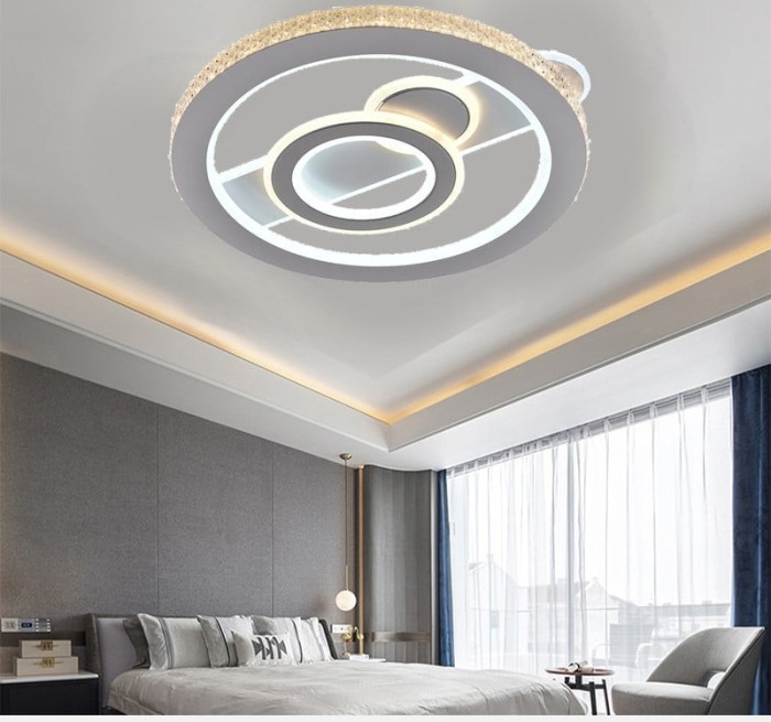 Lustra LED 70W, diamante + cercuri, lumina calda/rece/neutra