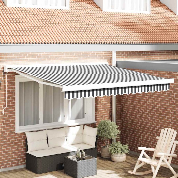 Copertină retractabilă antracit/alb, 3x2,5 m, textil/aluminiu