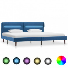 vidaXL Cadru de pat cu LED-uri, albastru, 140x200 cm, material textil foto