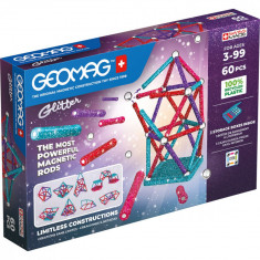 Joc magnetic de constructie, Geomag Glitter, 60 Piese, Reciclat