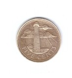 Moneda Barabados 5 cents/centi 1994, stare buna, curata