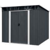 Casuta/magazie/sopron de gradina pentru depozitare unelte, metal, antracit, 238x193x203 cm, Strend Pro