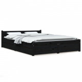 Cadru de pat cu sertare Small Double 4FT, negru, 120x190 cm