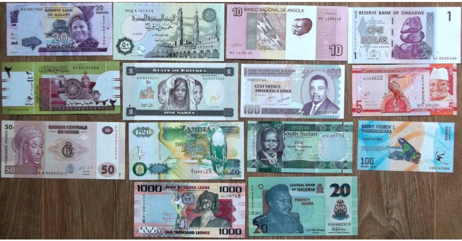 COLECTIE LOT 14 BANCNOTE DIFERITE DIN 14 TARI AFRICA UNC necirculate ...
