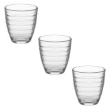 Pahare Sticlă, Model Dungi Orizontale, Capacitate 255ml, Set 3 Bucăți, Oem