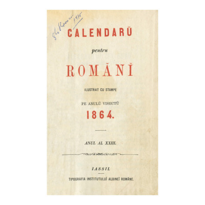 Calendarul pentru Rom&amp;acirc;ni, 1864 foto