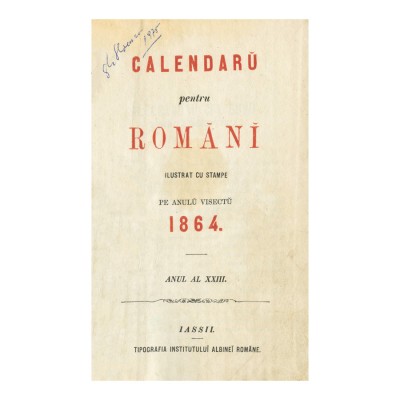 Calendarul pentru Rom&amp;acirc;ni, 1864 foto