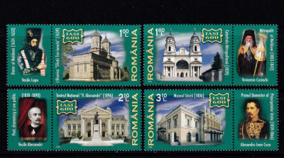 RO 2008 , LP 1813 e ,&amp;quot;Iasi-600 ani atestare doc.&amp;quot; - serie cu viniete. MNH foto