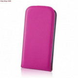 Husa Piele Tip Carte Roz Sony Xperia E1 (D2005) Slim Flip Protectie Integrala