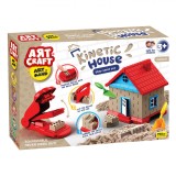 Set Creativ Nisip Kinetic, ArtCraft, Kinetic House, 12 Piese, Natural, Capacitate 750g, Oem