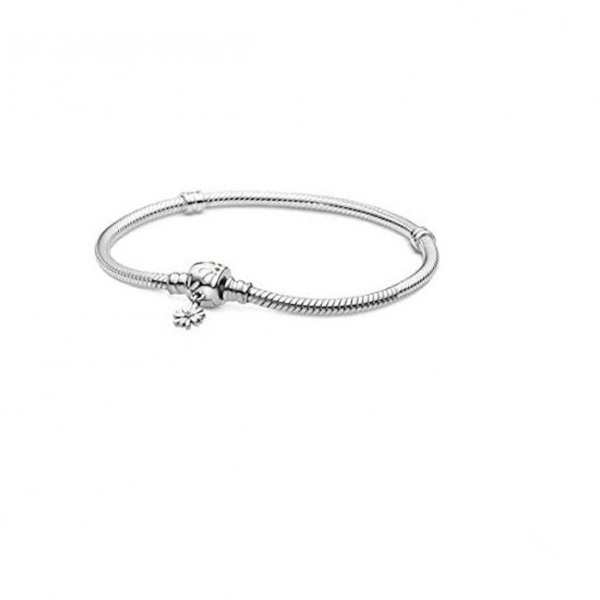 Brățară Pandora Moments cu lanț șarpe și &icirc;nchidere cu flori de margarete 598776C01-16