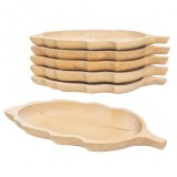 Set 6 farfurii lemn fag forma frunza 34x18cm Zilan EXT 6179